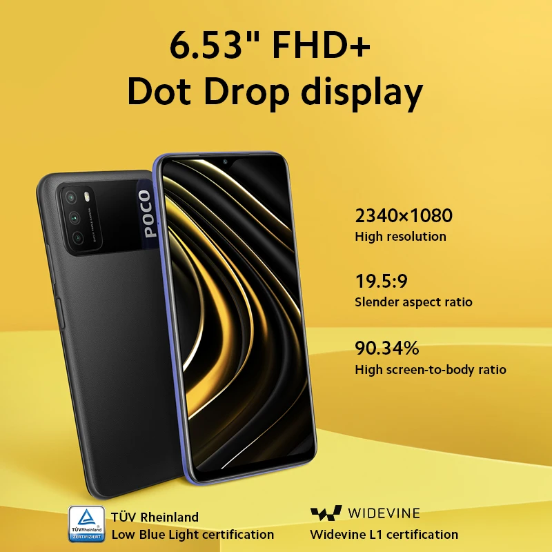 Смартфон POCO M3 экран Глобальная версия дюйма процессор Snapdragon 662 ОЗУ 4 Гб 128 ГБ