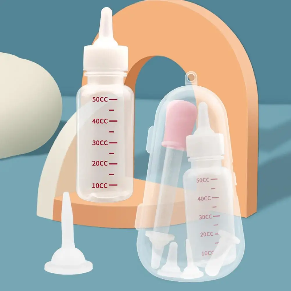 

Food Grade 1 Set Convenient Pet Squeeze Nipple Needle Feeder Silicone Feeding Tool Scale Design Pet Supplies