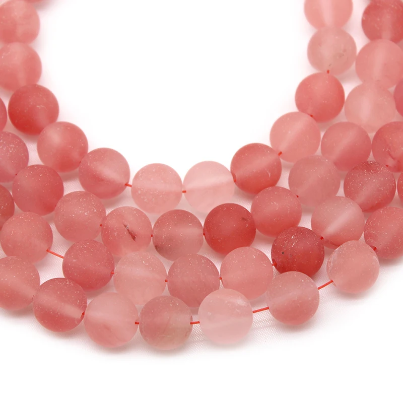 

Natural Dull Polished Matte Watermelon Red Chalcedony Stone Round Loose Spacer Beads 4/6/8/10/12mm For Bracelet Jewelry Making