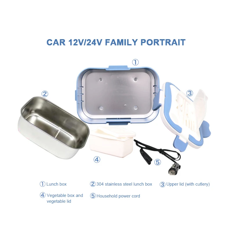 Rice Cooker Electric Food Heating 1.5L Portable Lunch Box Warm Heater Storage Container 12V In Car or 24V Truck |