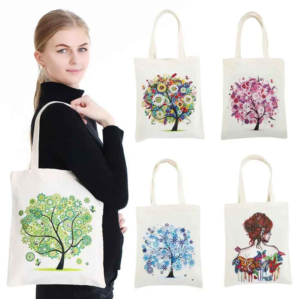 

Сумка для покупок с алмазной живописью, многоразовая Экологически чистая сумочка на плечо с кристаллами, украшение для дома, подарок