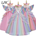 Платье-макси для девочек, на Возраст 3-14 лет, с единорогом, с цветочным принтом, Бальное, для выпускного вечера, платье для подростка