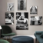 Винтажные настенные картины черного и белого цвета с изображением кинозвезды автомобиля, камеры, скандинавские постеры и принты для декора гостиной
