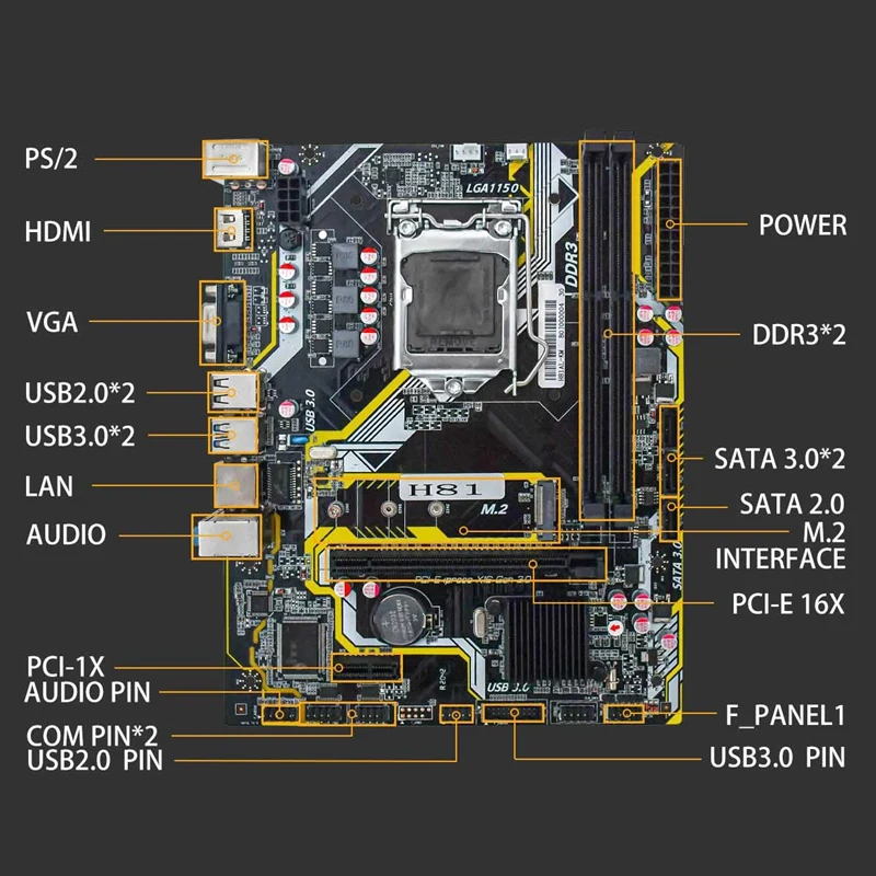 

H81AL Gaming Motherboard D3 16G LGA1155-Pin I3/I5/I7 and Celeron, Pentium Series 4Th Generation/1060/1333/1600MHz