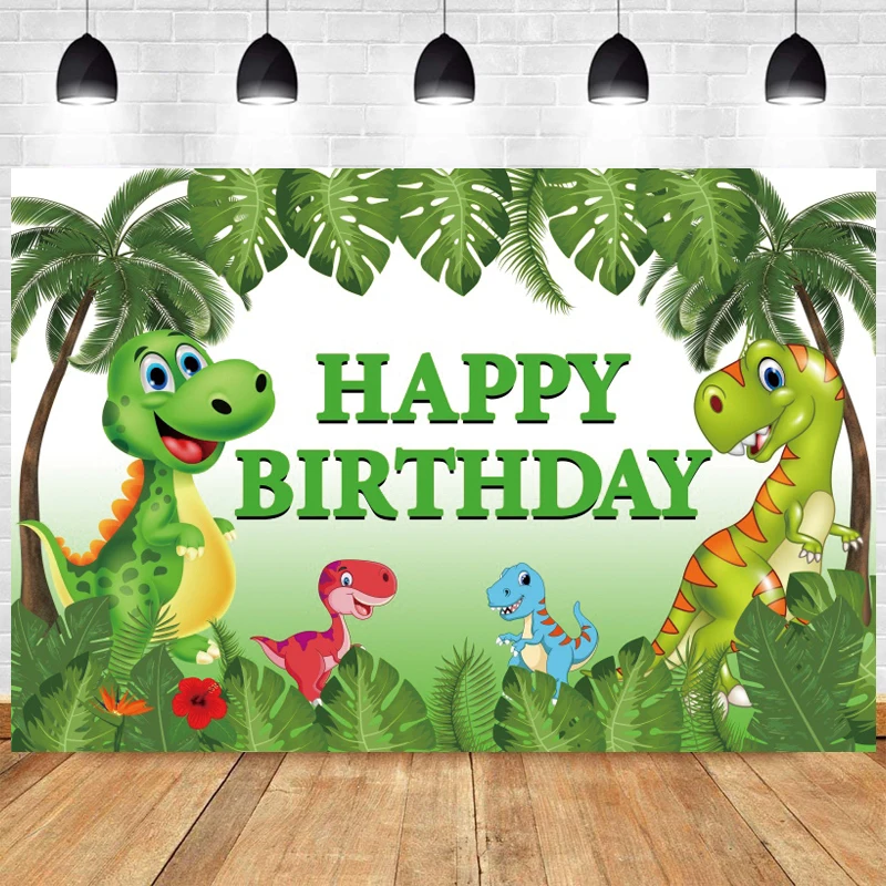 

Jurassic World Dinosaur Photo Backdrop Boy Girls Forest Happy Birthday PartyTree Photograph Background Banner Decoration