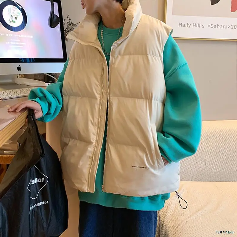 

Зимняя мужская теплая Модная Повседневная куртка с воротником-стойкой Паркер Мужская Уличная одежда свободное короткое пальто в Корейском...