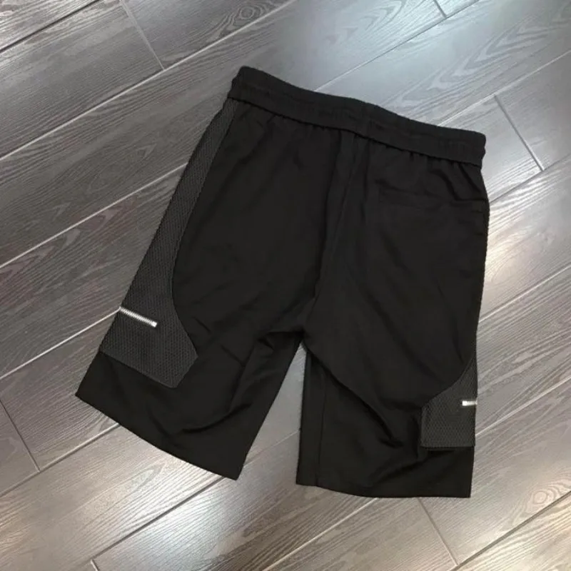 Summer New Black Shorts Men Double Zip Breathable Cotton Casual Sweatpants Elastic Waist Outdoor Beach Knee-Length Shorts Male