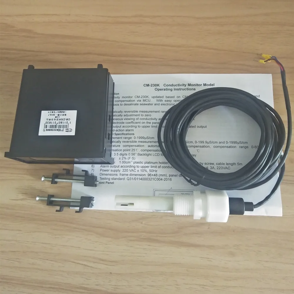 

CM-230K Online Conductivity Monitor Tester Meter Analyzer Contact Relay NC 0-1999us/cm Error 2%FS ATC Alarm Output 4-20mA