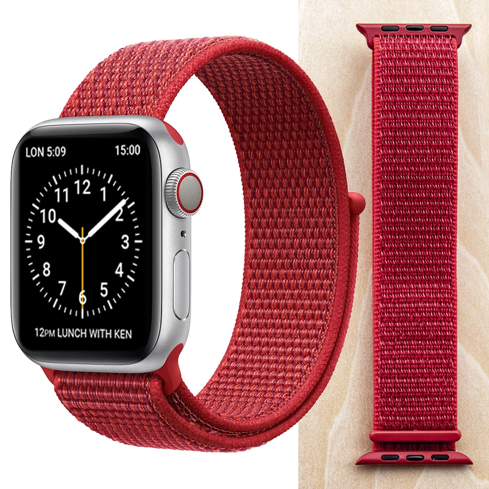 Red Новая высококачественная нейлоновая Спортивная петля для Apple Watch band Series 4 3 2 1 мягкий дышащий тканый ремешок 44 мм iwatch 42 мм 38 - Цвет ремешка: Red
