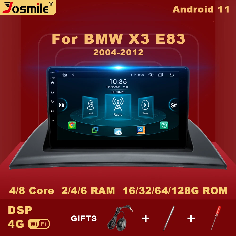 Автомагнитола 6 ГБ + 128 Гб 2 din Android 11 для BMW X3 E83 2004 2012 мультимедийный видеоплеер GPS