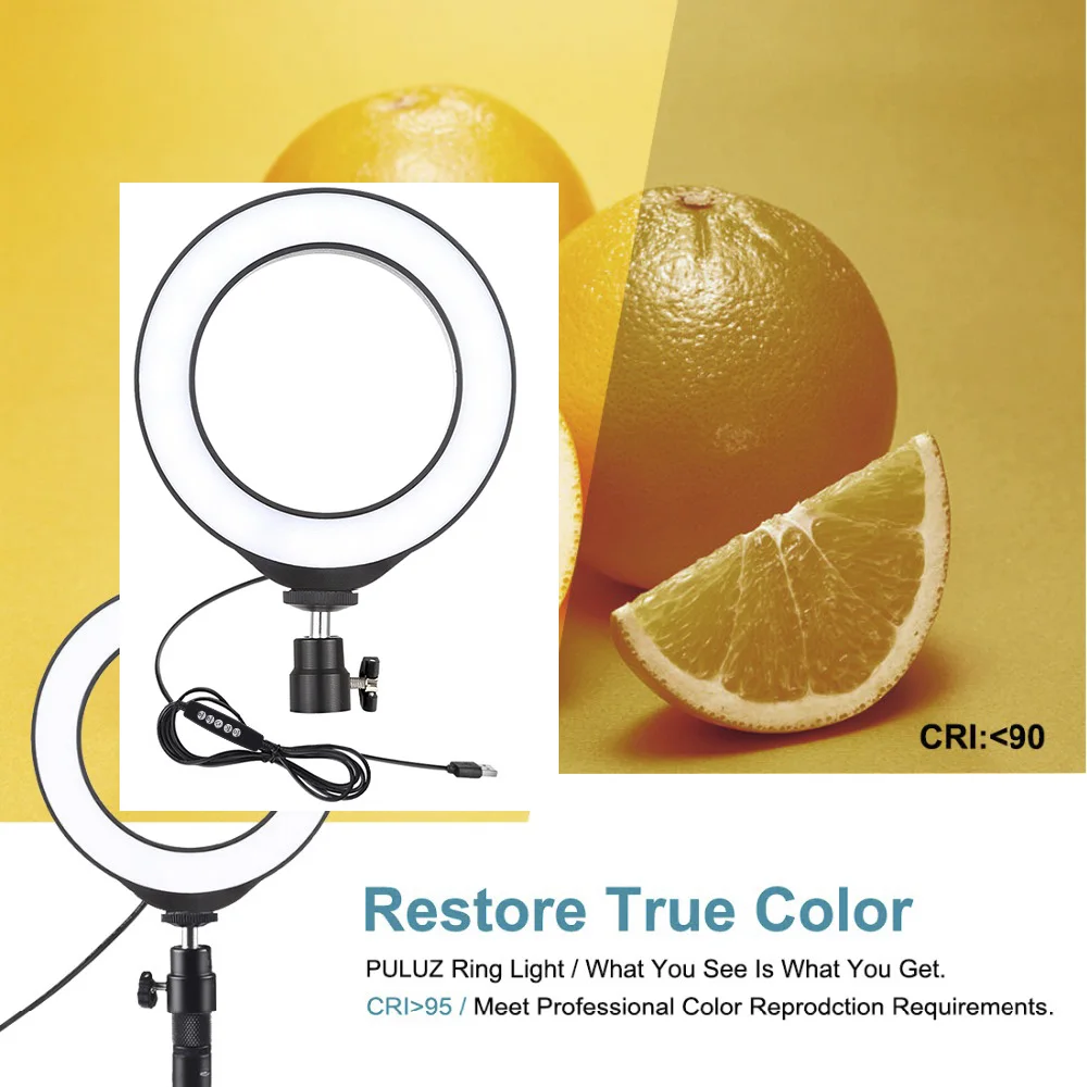 Светодиодный кольцевой светильник для селфи с регулируемой яркостью фото и