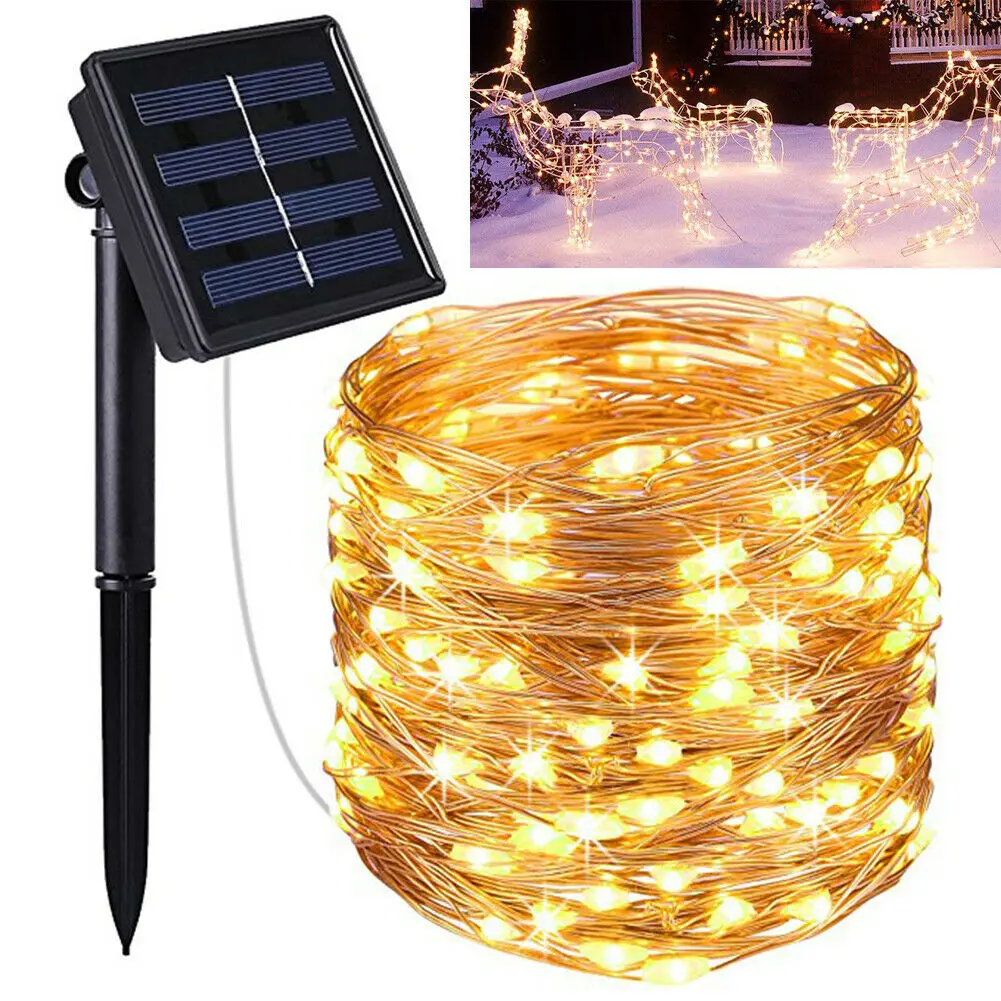 Светодиодная Водонепроницаемая уличная гирлянда ROMWISH на солнечной батарее 8