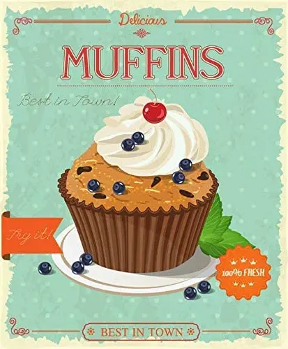

Muffins Poster Funny Art Decor Vintage Aluminum Retro Metal Tin Sign Painting Decorative Signs