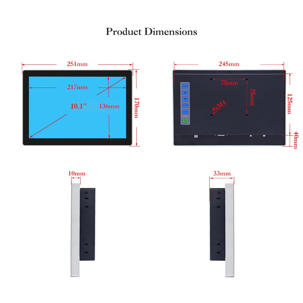 W101MT-28H/10," дюймовый 1280x800 HDMI USB 1000 нит высокая яркость панель водонепроницаемый Встроенный емкостный сенсорный ЖК-экран ПК монитор
