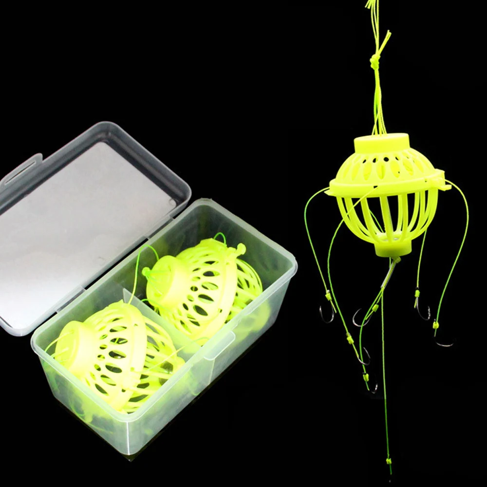 

2Pcs/box Carp Fishing Explosion Bait Cage String Hooks Line Group High Carbon Steel Metal Feeder Holder Fishhook Accessories