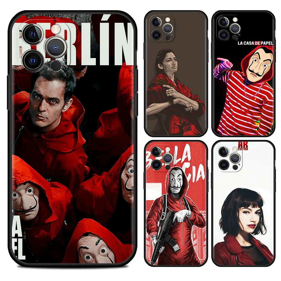 

Money Heist Cell Phone Case For iPhone 11 13 7 8 Plus XR 12 Pro Max X 6 6s XS 12 Mini 5 SE Cover Black Soft Coque