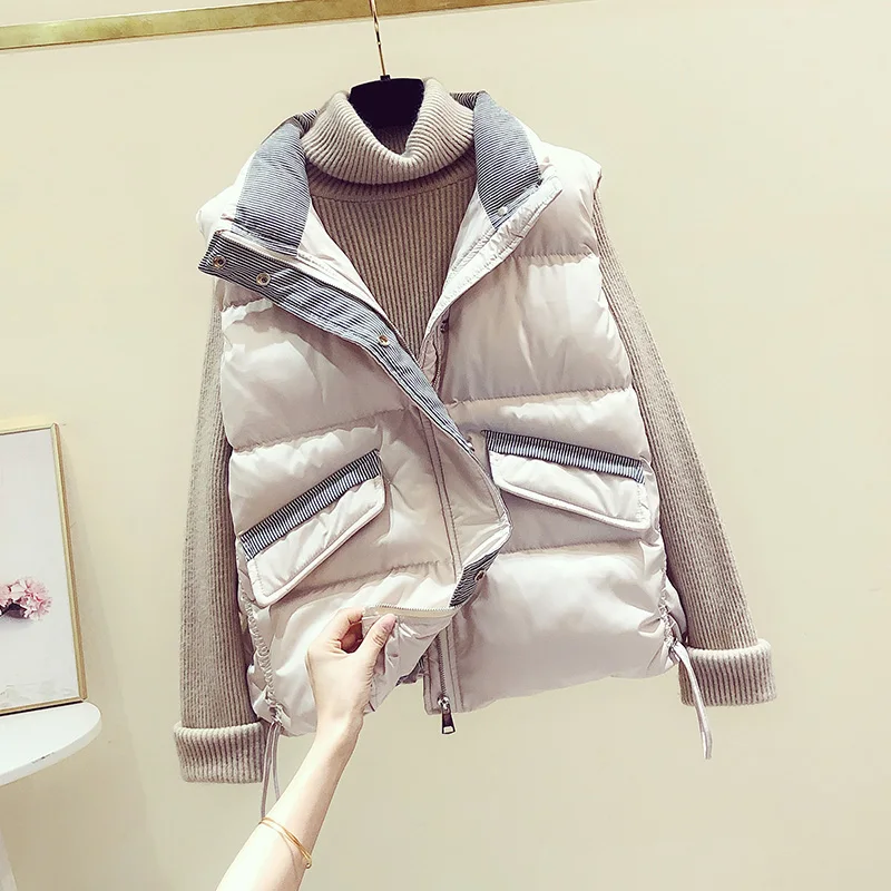 

Женский короткий жилет с хлопковой подкладкой, свободная утепленная куртка без рукавов, с воротником-стойкой, в Корейском стиле, зима 2021