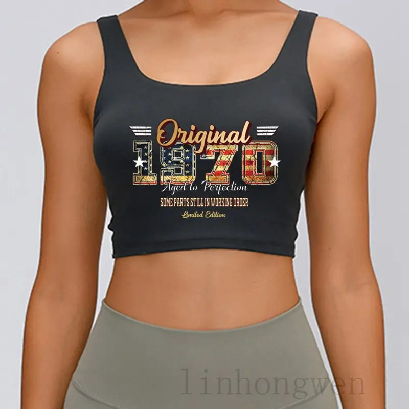 

Оригинальная майка 1970 с американским флагом на день рождения, милые крутые летние комичные топы без рукавов с круглым вырезом, футболки, жил...