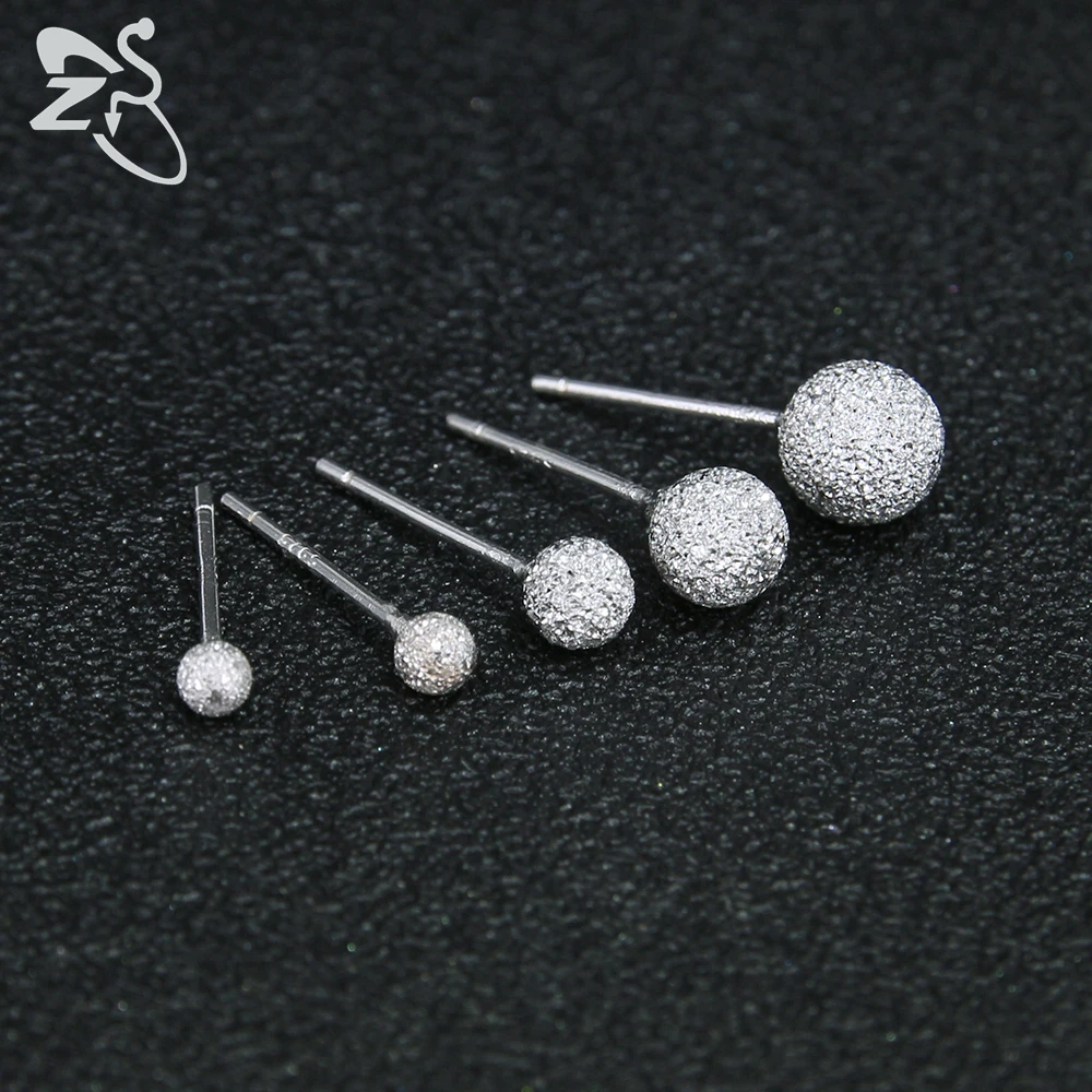 Серьги гвоздики из серебра 925 пробы с шариком 2 шт./лот|Серьги-гвоздики| |