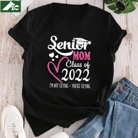 senior mom of a class of 2022 school graduation heart print graphic t shirts vintage short sleeve fashion t shirts ladies tops