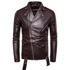 Куртка-бомбер мужская из искусственной кожи, винтажная, Байкерская, мотоциклетная