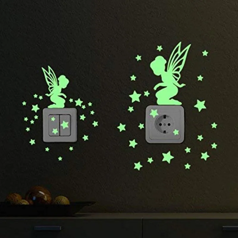 Световой мультяшный переключатель наклейки светится в темноте кошки