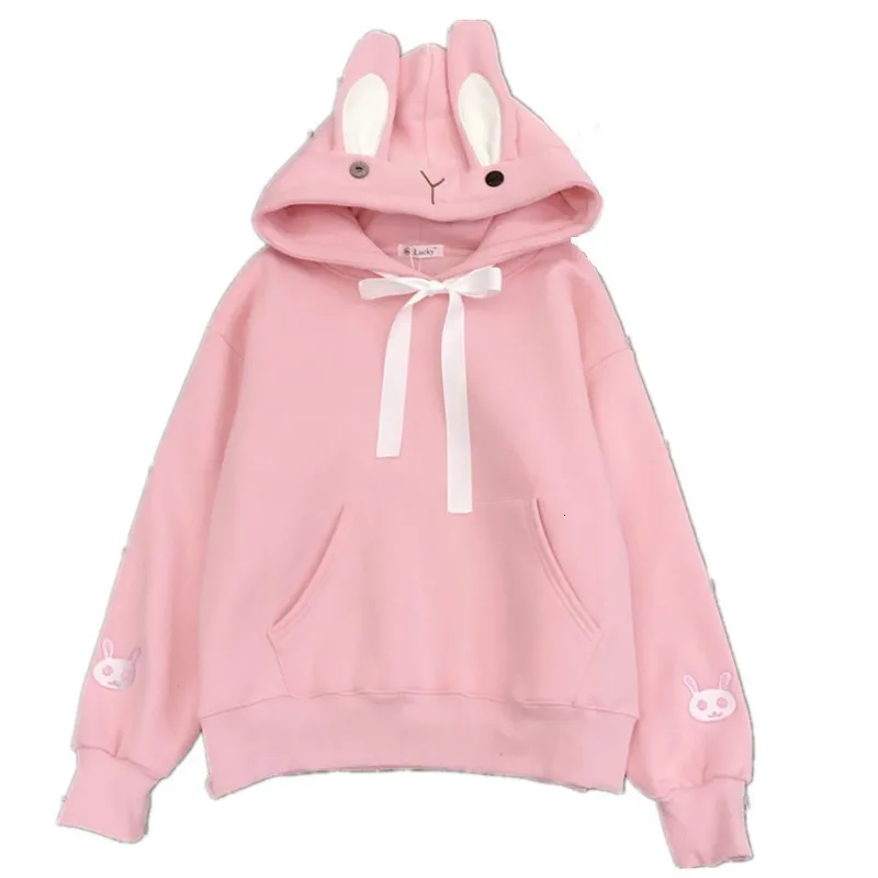Kawaii/толстовка с капюшоном с милыми заячьими ушками; женские толстовки в стиле Харадзюку; свободные спортивные костюмы с вышивкой; пуловеры; Moletom; большие размеры XXL
