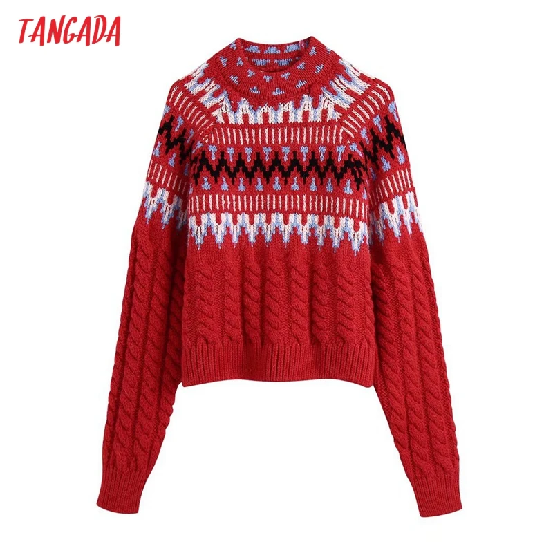 

Женский трикотажный свитер-водолазка с геометрическим рисунком