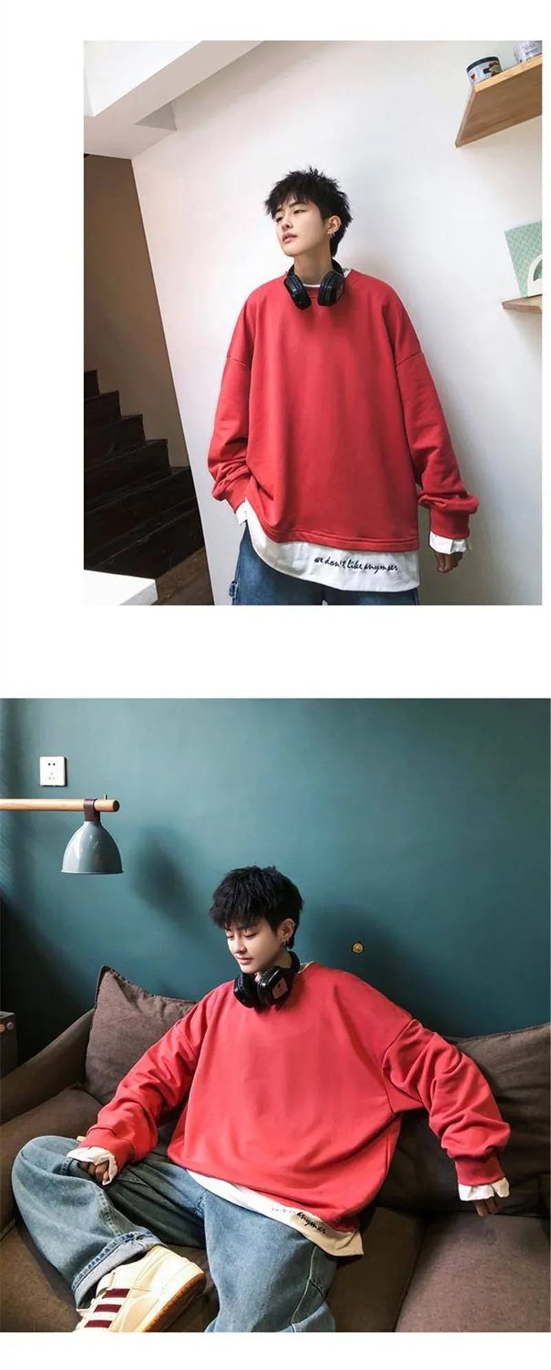 Moon Reflective Hoodies Loose Men's Sweatshirt Orange Autumn Winter Sweatshirts Men Streetwear Cool Japan Hoodies Funny Male