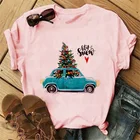 Модные милые футболки с принтом рождественской елки, женские повседневные розовые женские футболки, футболки в стиле Харадзюку с коротким рукавом, женские топы, футболка, одежда