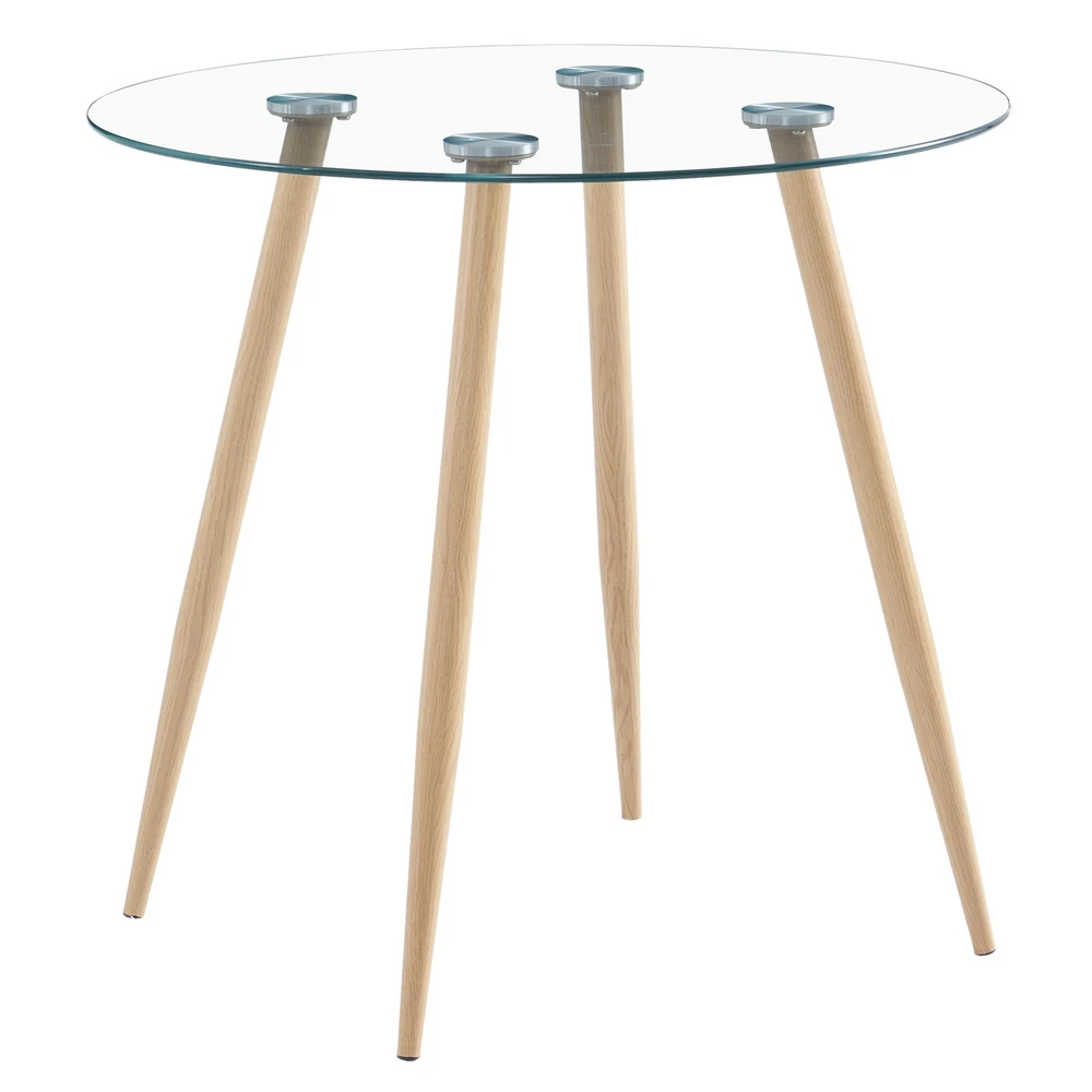 

80*80*75cm Round Glass Dining Table Transparent Glass Table Leg Cross Design only table