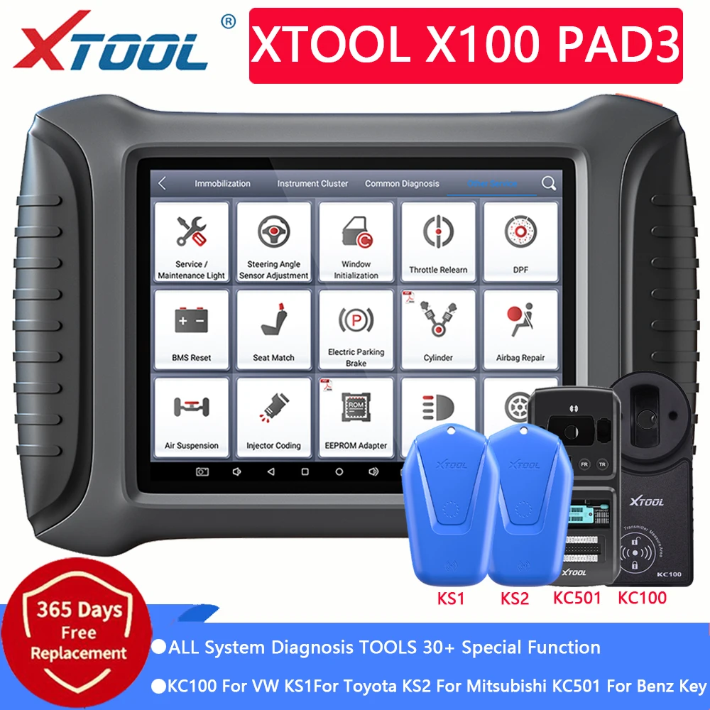 

XTOOL автомобильный программатор ключей X100 PAD3 With ks1 ks2 kc501 Профессиональные диагностические инструменты OBD2 Иммобилайзер с Kc100 и работа с LADA X-ray ...