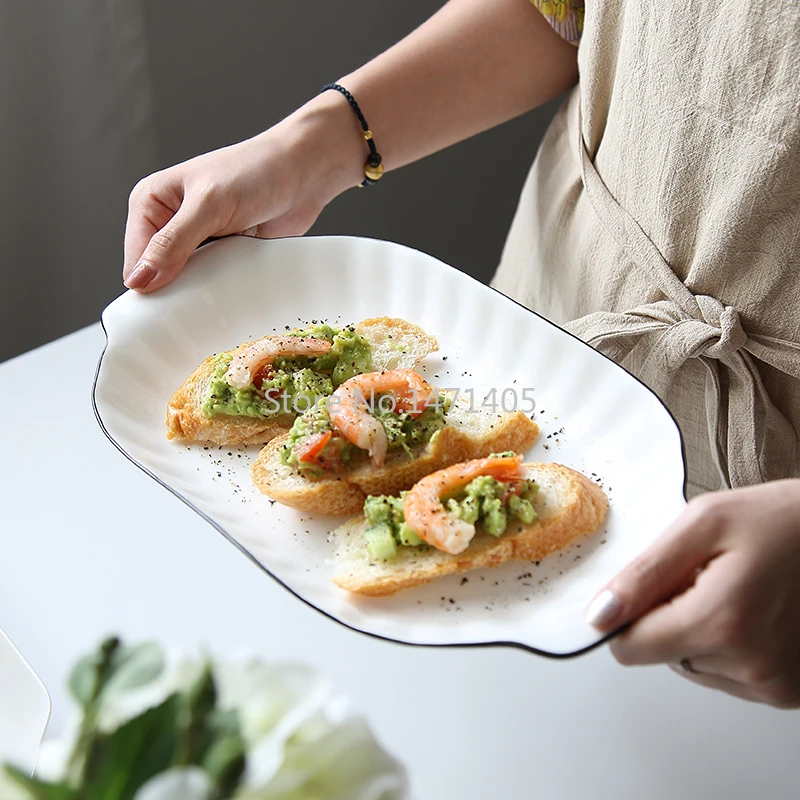 

Steamed Fish Plate Household New Creative Nordic Style Personality Ceramic Net Red Tableware Large Long Dish Plate Fish Dish
