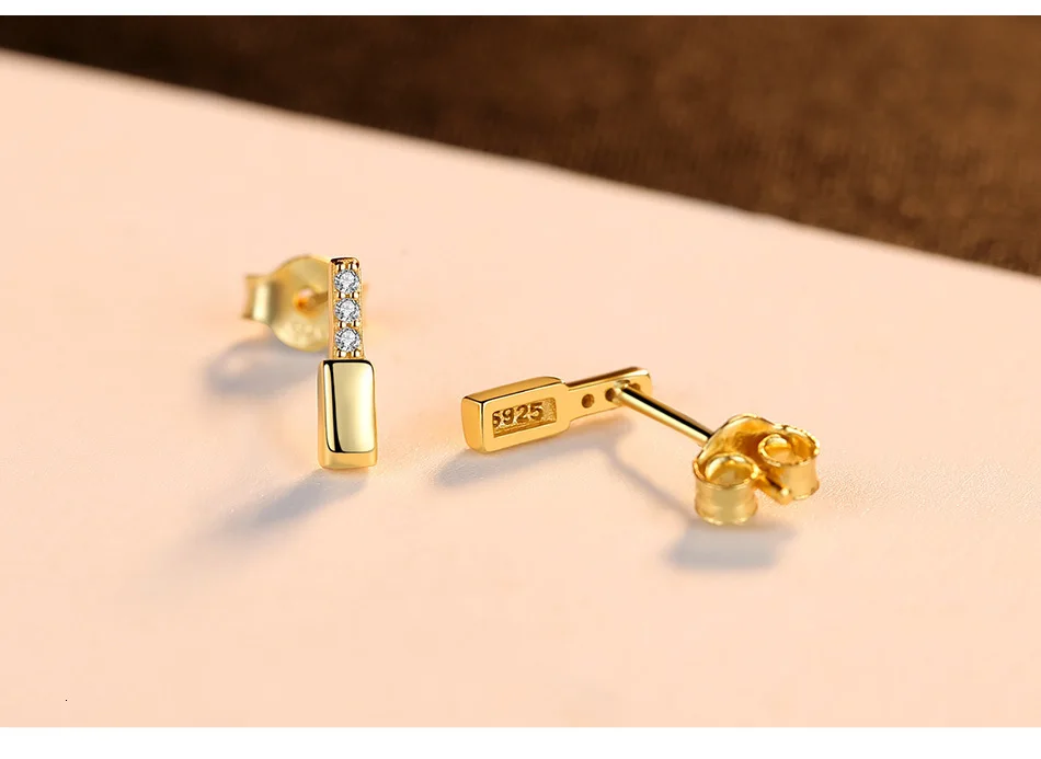 CZCITY Brand New 925 Sterling Silver Geometric Stud Earrings for Women Minimalist Party Christmas Fine Jewelry Brincos Gift