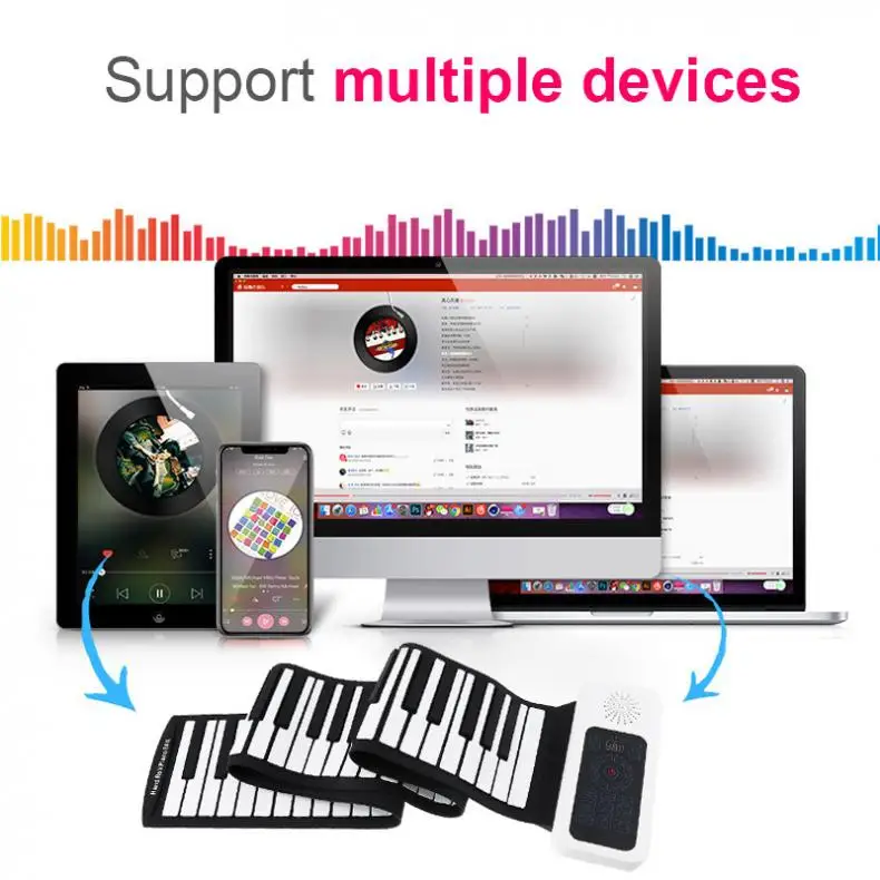 88 Keys USB MIDI Roll Up Piano Electronic Portable Silicone Flexible Keyboard Organ Built-in Speaker Electronic Organ Hot