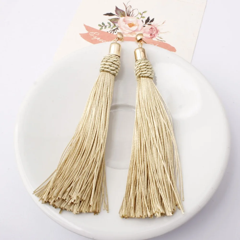 Женские серьги с кисточками SexeMara черные красные желтые зеленые длинные подвески