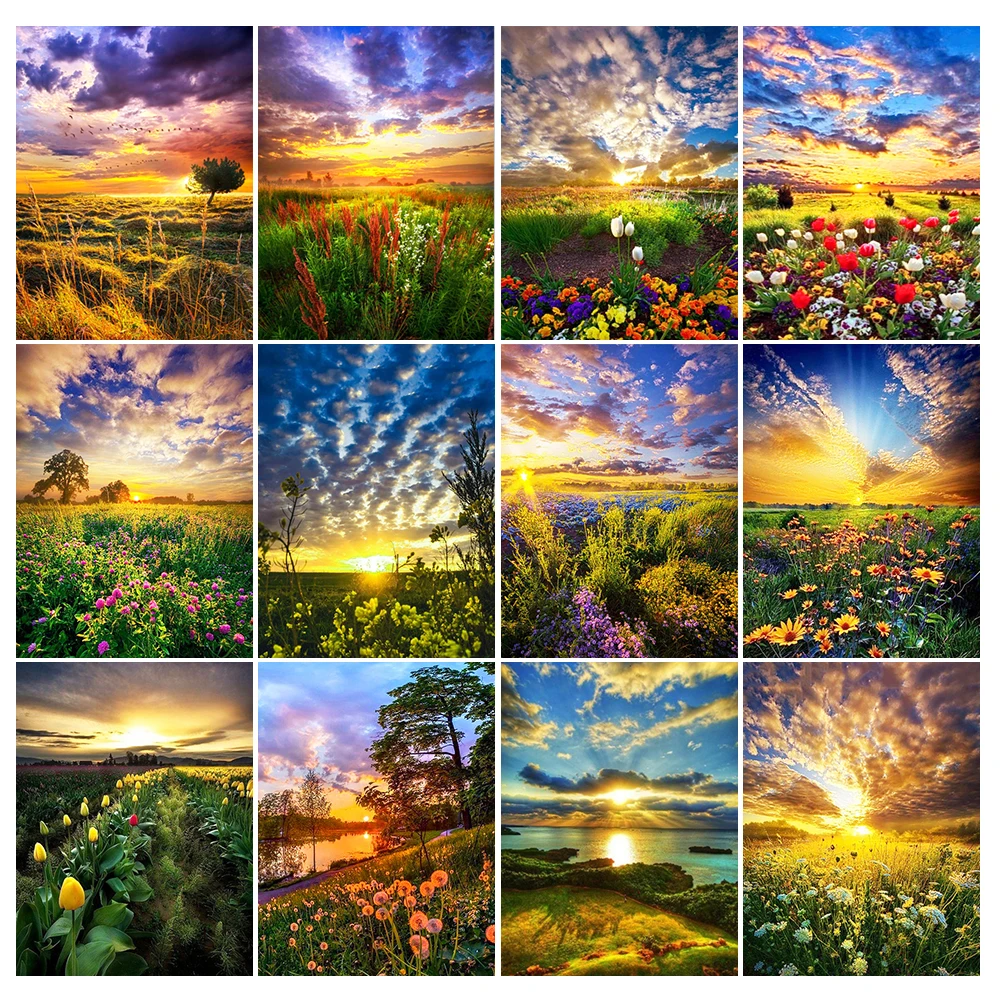 

DOHAWIZS 5D DIY Diamond Painting Sunset Scenery Cross Stitch Kits Diamond Mosaic Clouds Landscape Rhinestone Handmade Hobby Gift