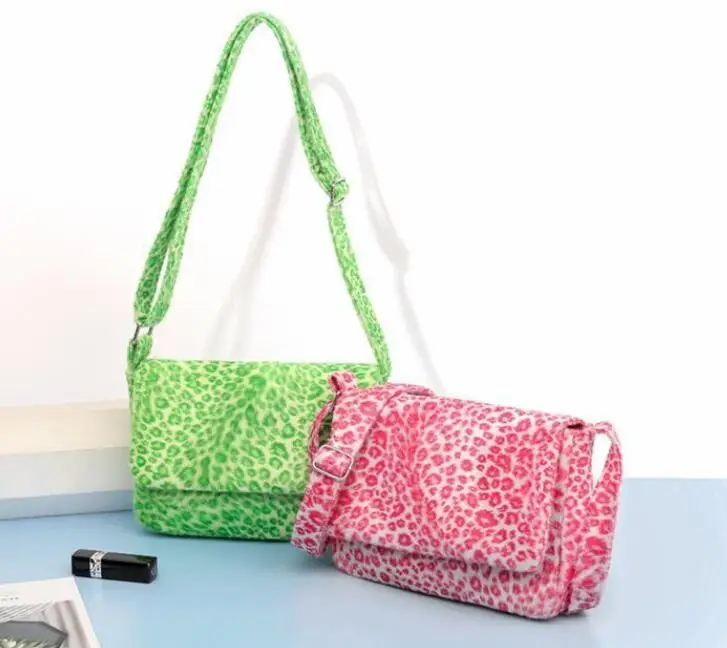 Меховая сумка с животным принтом леопардовая для женщин зимние теплые сумки