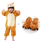 Кигуруми в виде единорога, детские пижамы для детей, животные, тигр, Ститч, панда, мультяшное одеяло, Детские Зимние костюмы для мальчиков