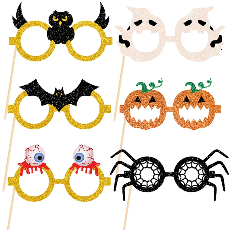 Реквизит для Фотокабины очки на Хэллоуин тыквы 6 шт./набор привидение паук | Дом и