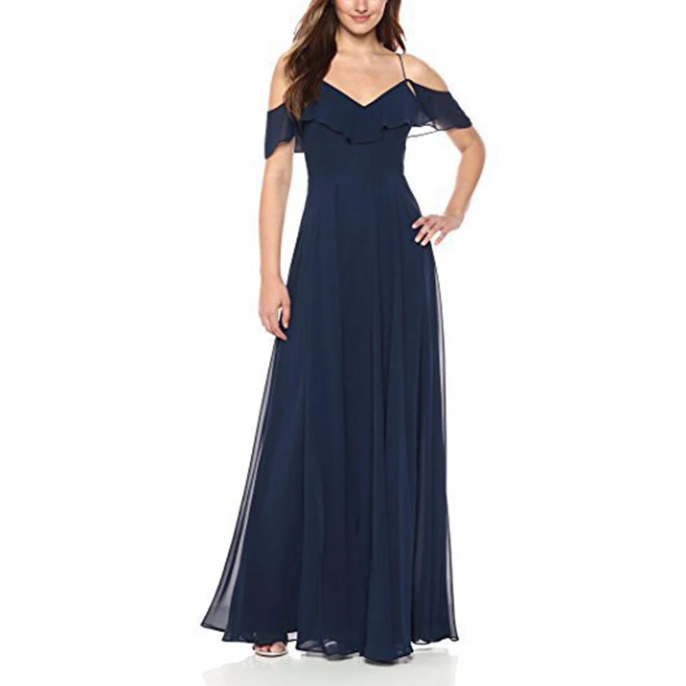 Для женщин плюс Размеры шифоновое макси платье с большой открытыми плечами