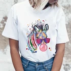Летняя женская футболка с коротким рукавом, акварельная Футболка с принтом зебры, модная графическая Футболка Harajuku, женская футболка