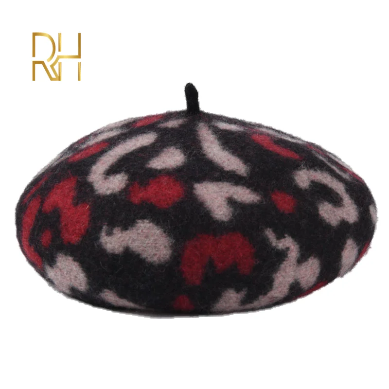 Женские береты с камуфляжным принтом теплые шерстяные модные французская зимняя