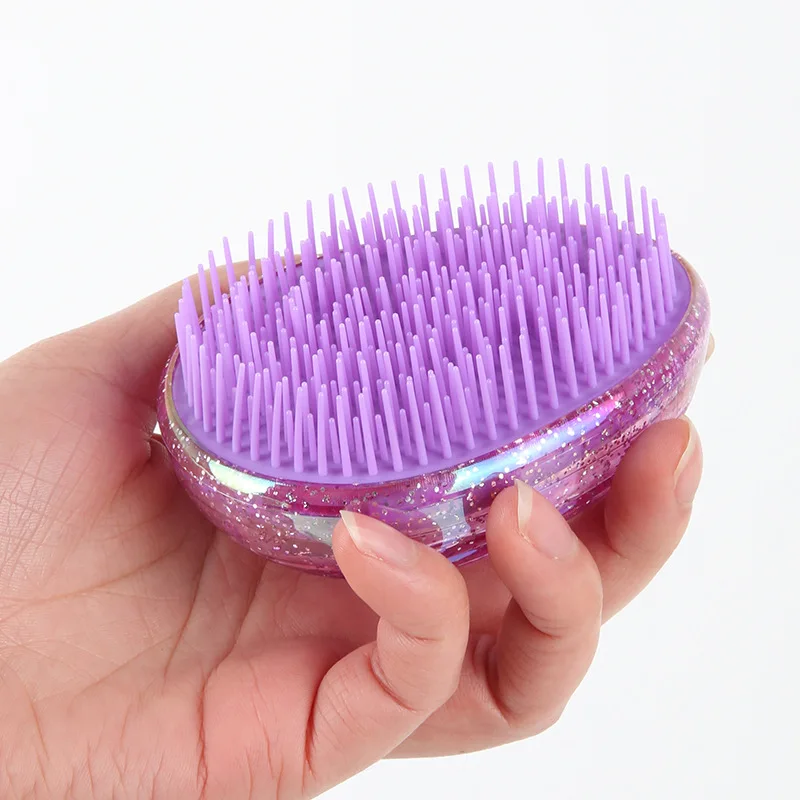 

New Anti Static Salon Egg Shape Glitter BlingBling Massage Hairbrush Tangling Hair Brush Styling Tools Kids Hair Detangling Comb