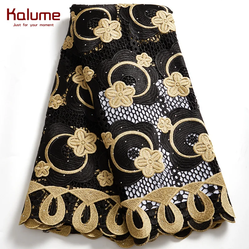 

Kalume гипюровая Кружевная Ткань 5 ярдов, Африканский нигерийский шнур, кружевная ткань высокого качества, вышивка для свадебного платья «сдел...