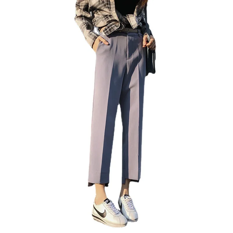 

Women Cropped Pants New Chic Straight Loose Drooping Cigarette Pants Versatile Irregular Casual Pants