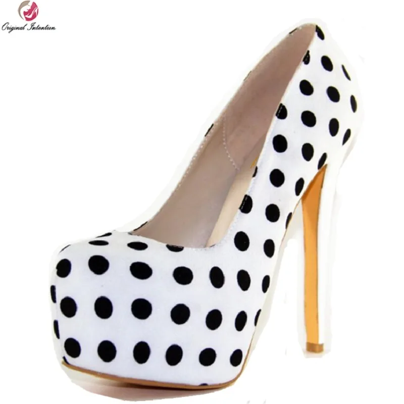 

Original Intention Super Elegant Women Pumps Platform Round Toe Thin High Heels Pumps Nice White Shoes Woman Plus US Size 4-10.5