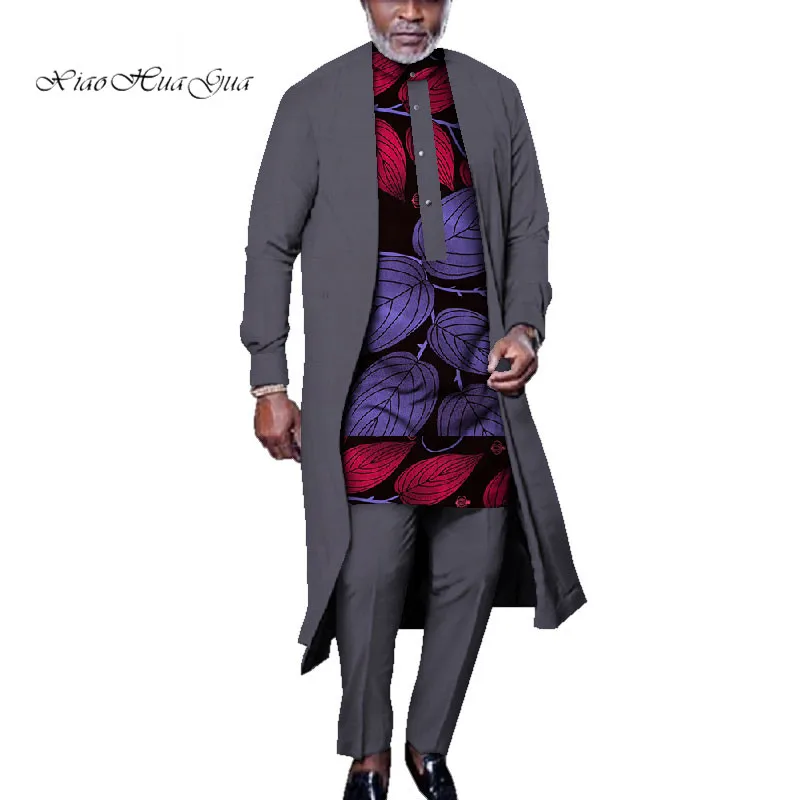 Spring Frican Print Clothing Men African Suits Full Sleeve Clothes African Dashiki Men Suit Plus Size 3 Pieces 6XL WYN925