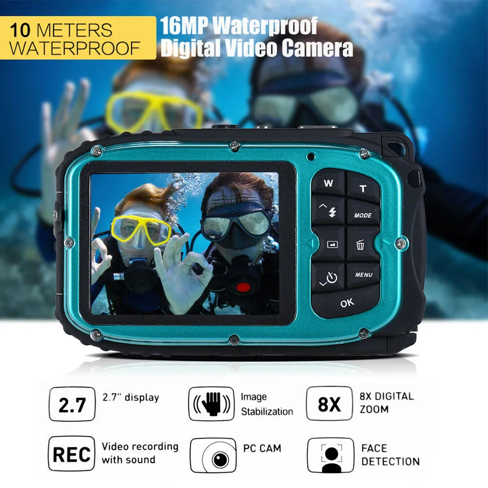 16MP подводная спортивная водонепроницаемая камера видеокамера HD Мини Профессиональный Ручной ЖК-дисплей цифровой видеосъемка анти-встряхивание
