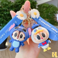 disney new squirrel stitch donald duck keychain creative cartoon bag key chain pendant doll lovers gifts wholesale keyring